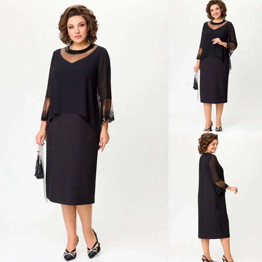 ✨Rochii elegante negre cu mânecă 3/4 pentru femei