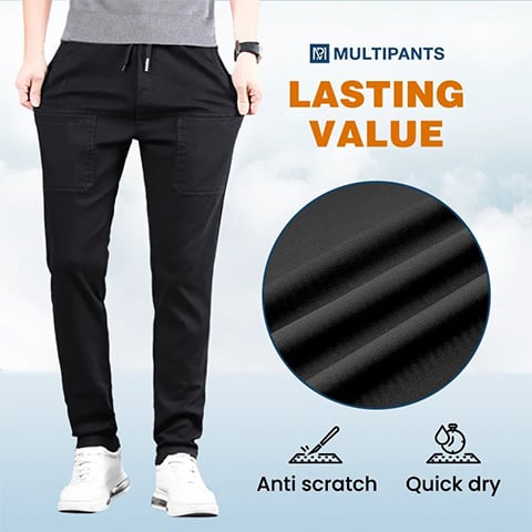 Pantaloni casual rezistenți, cu elasticitate ridicată și buzunare multiple