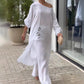 💖Femei moda culoare solidă Slant umăr lung Top & pantaloni două piese Set