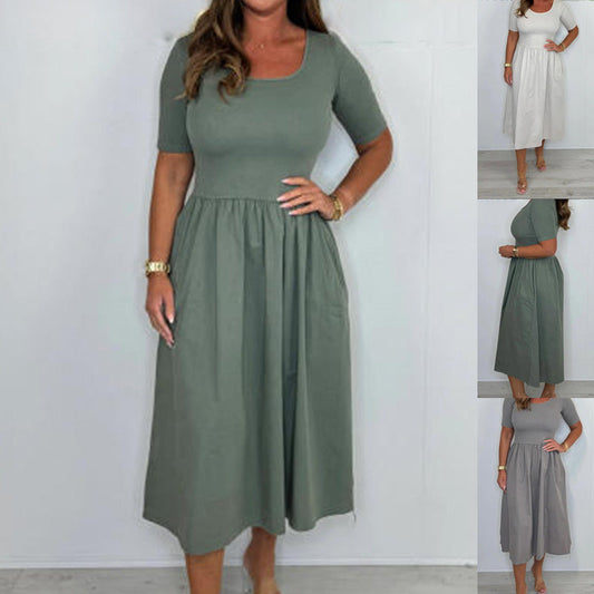 Rochie stilată și elegantă de culoare solidă