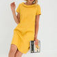 Rochie casual de damă cu mânecă scurtă, din material bumbac și in, în cel mai nou stil