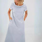 Rochie casual de damă cu mânecă scurtă, din material bumbac și in, în cel mai nou stil