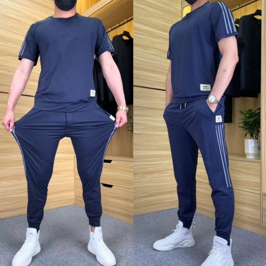 🌴❄️ Pantaloni de trening casual cu mânecă scurtă pentru bărbați (set de 2 piese)