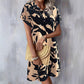 👗 Rochie cu mânecă scurtă cu buton imprimat