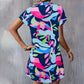 👗 Rochie cu mânecă scurtă cu buton imprimat