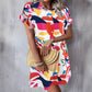 👗 Rochie cu mânecă scurtă cu buton imprimat