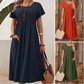 【S-4XL】👗Rochie plisată pentru femei cu mâneci scurte și buzunare