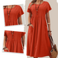 【S-4XL】👗Rochie plisată pentru femei cu mâneci scurte și buzunare