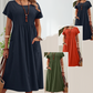 【S-4XL】👗Rochie plisată pentru femei cu mâneci scurte și buzunare
