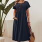 【S-4XL】👗Rochie plisată pentru femei cu mâneci scurte și buzunare