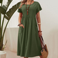 【S-4XL】👗Rochie plisată pentru femei cu mâneci scurte și buzunare