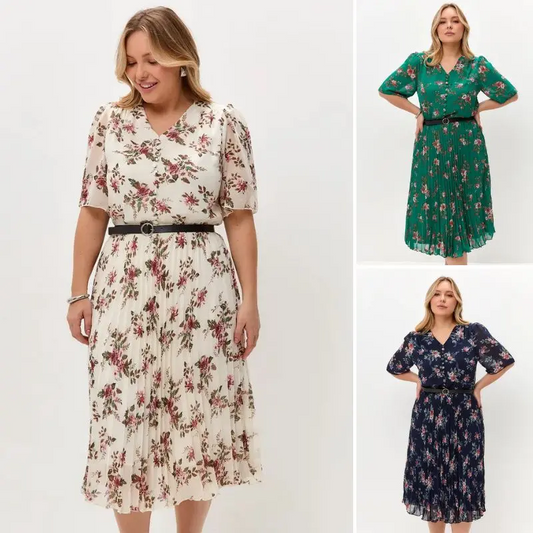 【S-4XL】💐Rochie plisată florală elegantă
