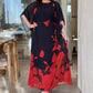 Rochie Flutter cu gât rotund imprimat (centură)