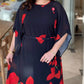 Rochie Flutter cu gât rotund imprimat (centură)