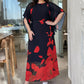Rochie Flutter cu gât rotund imprimat (centură)