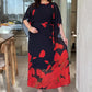 Rochie Flutter cu gât rotund imprimat (centură)