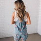 La modă Vintage Floral Print Denim Jumpsuit