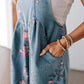 La modă Vintage Floral Print Denim Jumpsuit