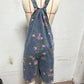 La modă Vintage Floral Print Denim Jumpsuit