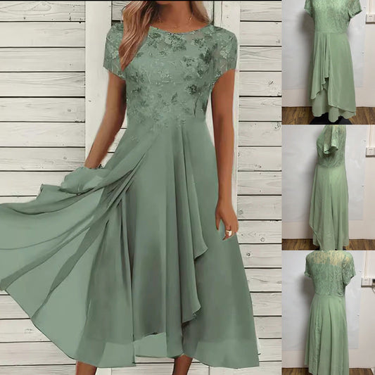👗 rochie la modă din tul cu gât rotund💖