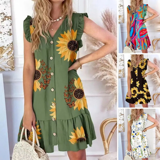 👗 Mini rochie cu guler și nasturi în față