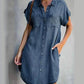 Rochie casual Denim cu mânecă scurtă
