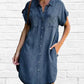 Rochie casual Denim cu mânecă scurtă