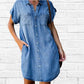 Rochie casual Denim cu mânecă scurtă
