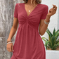 【S-2XL】👗Rochie cu mâneci scurte, cu decolteu în V, pentru femei