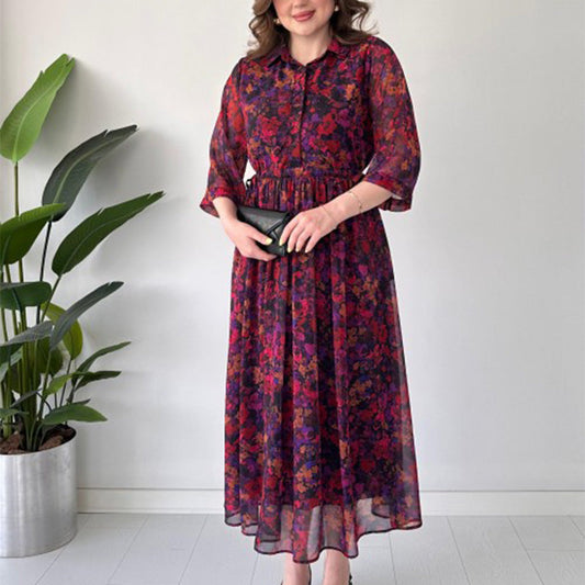 Rochii elegante pentru femei, imprimate, lejere, curgătoare, extra lungi