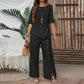 Top cu tiv neregulat pentru femei și pantaloni cu picior larg, set din două piese