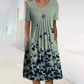 Femeii Floral rotund gât genunchi lungime rochie