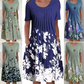 Femeii Floral rotund gât genunchi lungime rochie