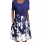 Femeii Floral rotund gât genunchi lungime rochie