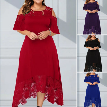 Rochie elegantă de dantelă cu tiv de umăr rece pentru femei