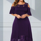 Rochie elegantă de dantelă cu tiv de umăr rece pentru femei