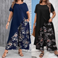 🌸 Top și pantaloni imprimate de culoare solidă pentru femei