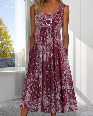 💐Rochie fără mâneci cu imprimeu