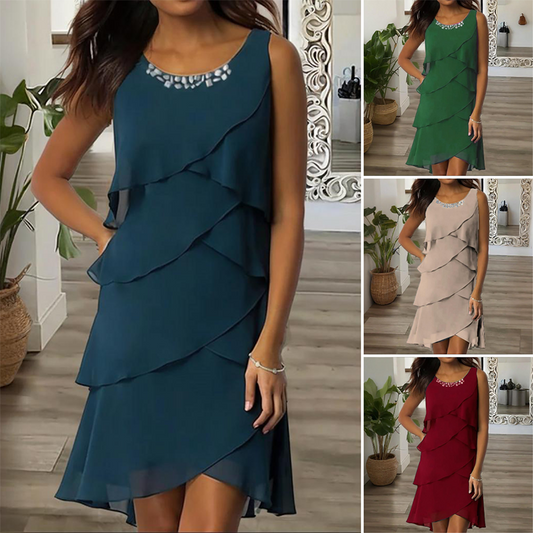 Moda Casual Rhinestone rochie fără mâneci