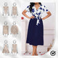Rochie florală cu decolteu în V, cu talie cu centură, pentru femei