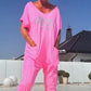 💖 Cu buzunare Femeii imprimate Letter Plus Dimensiune Casual Jumpsuit