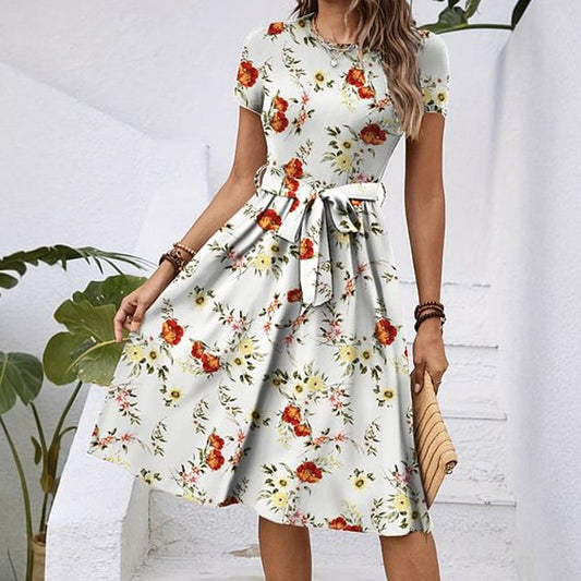 ⏳ Ofertă limitată în timp ⏰ Rochie elegantă imprimată cu gât în V pentru femei�