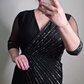 Rochie midi elegantă cu decolteu V și mărgele pentru femei