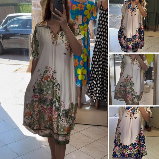 Rochie florală cu design la rever