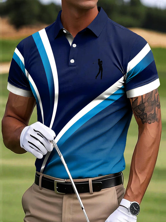 Bărbaţi de Artă dungi de golf Printa Casual Afaceri Polo tricoure
