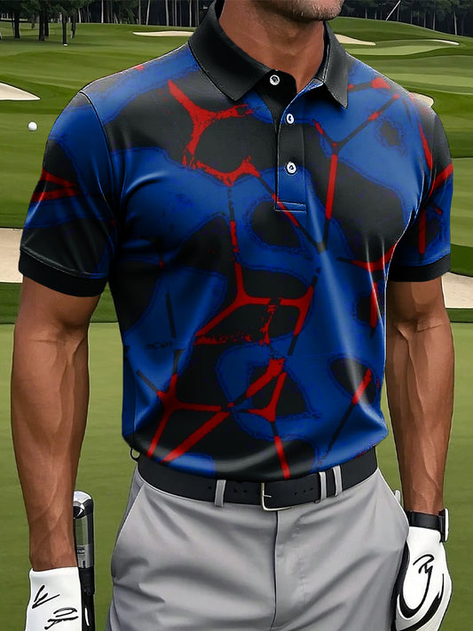 Bărbaţi Retro Art geometrie Abstract Print Casual Afaceri Polo tricoure