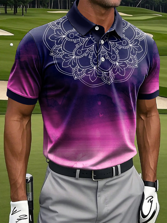Bărbaţi Retro Art Gradient Mandala Print Casual Afaceri Polo cămaşă