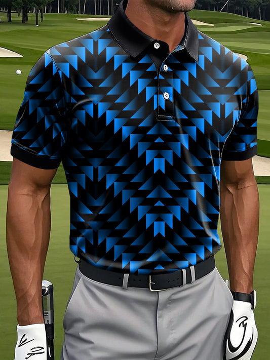 Bărbaţi Retro Gradient Art geometrie Print Casual Afaceri Polo tricoure