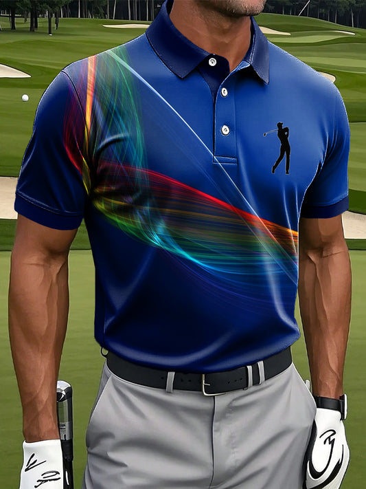 Bărbaţi Retro Colorful dungi artetic Printe Casual Afaceri Polo tricoure