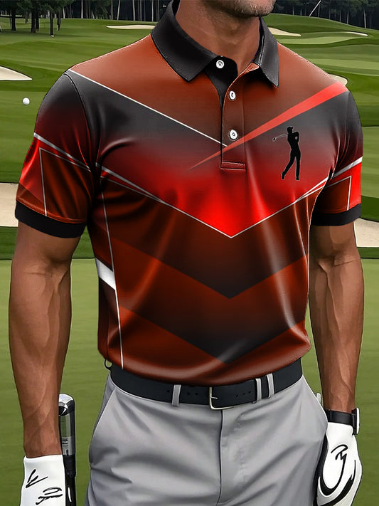 Bărbaţi Retro Gradient Color Block Art Print Casual Afaceri Polo tricoure